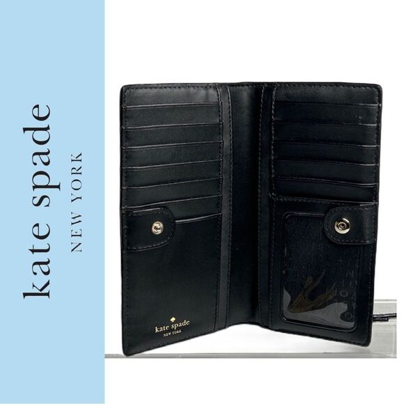 kate spade Bay Street Black‎ Pebbled Leather Stacy Wallet - Picture 3 of 3